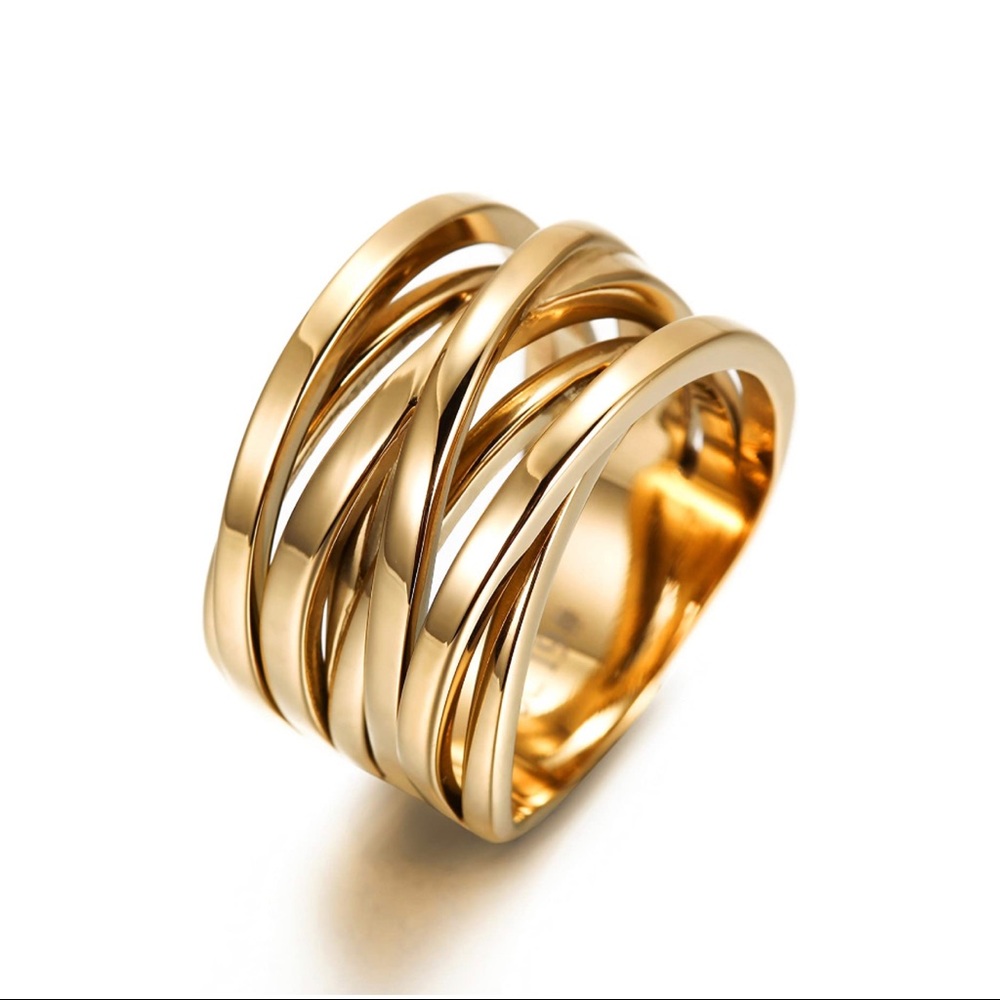 CIUNOFOR 13.7MM Cross Ring Enhancers for Women - Gold Size 7